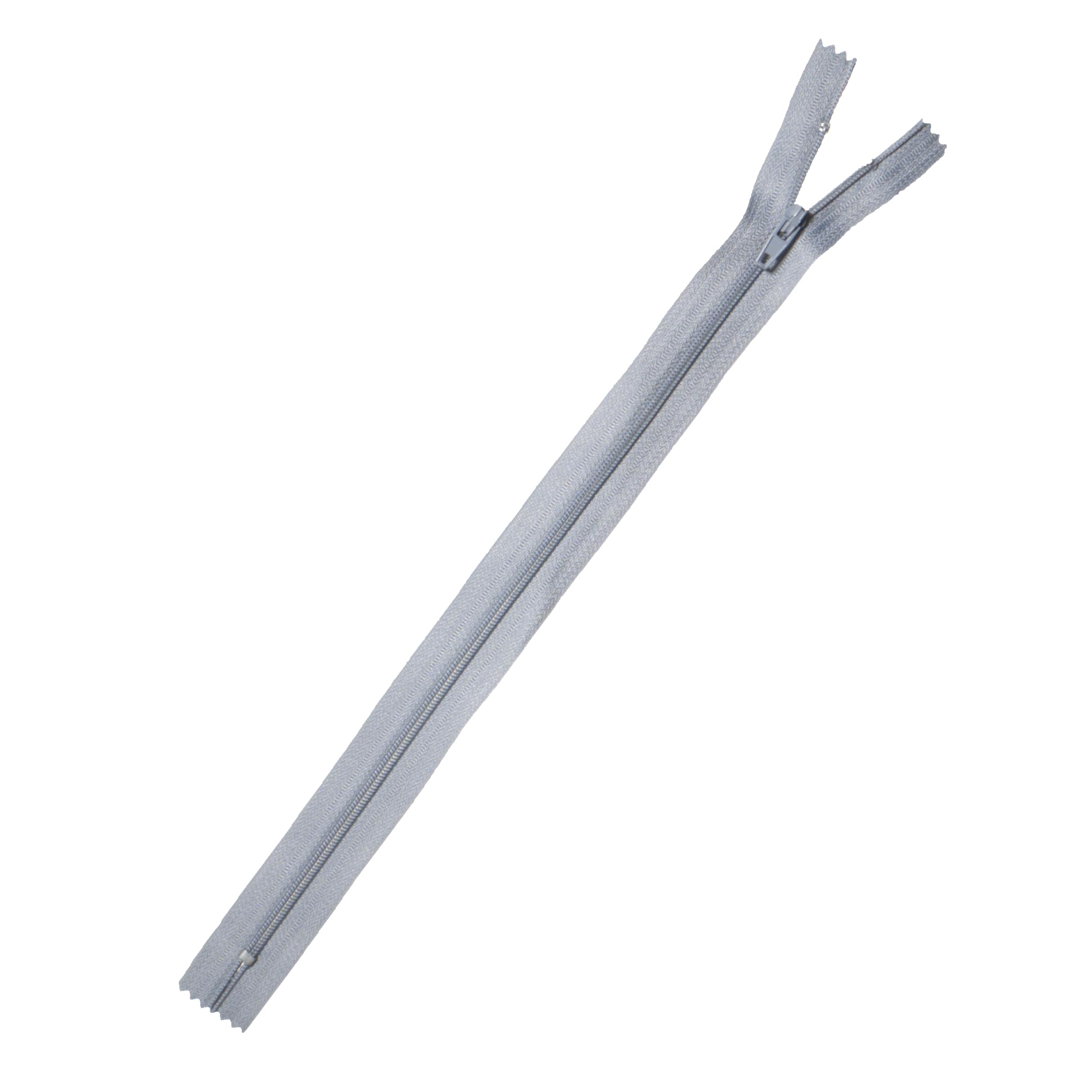 Trimz 35cm (~14inch) Grey one Way end Stop Zip with 4mm Teeth 1 Pcs, Polyester, 35 cm