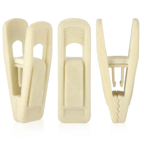 Tinfol 50pc Velvet Hangers Clips, Gray Strong Finger Flocked Clips, Pants Hangers Clips for Thin Clothes Hangers (Beige)
