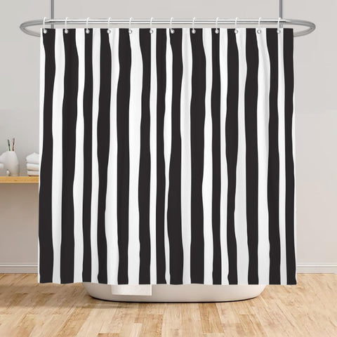 Xiaoterna Stripes Shower Curtain Geometric Line Abstract Modern Luxury Art Bathroom Curtain Modern Geometric Lines Minimalist Shower Curtain Machine