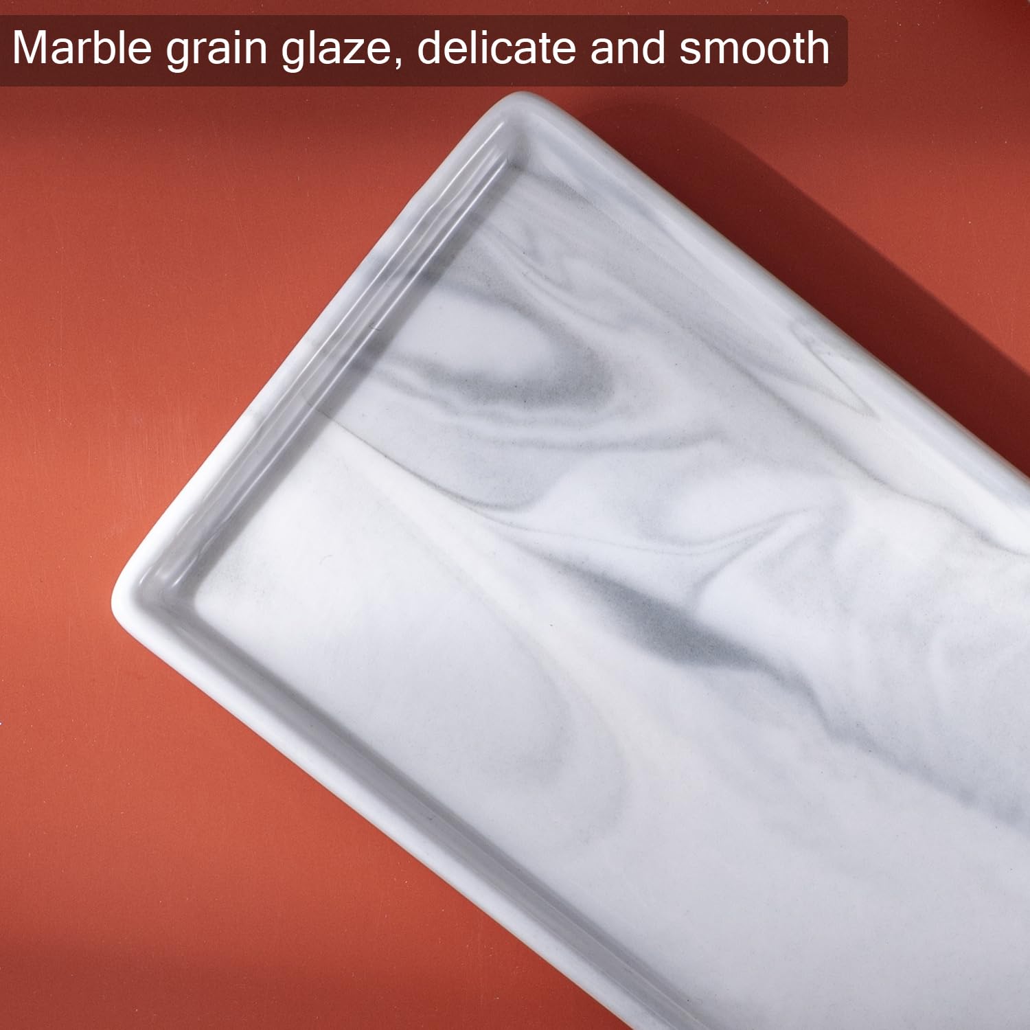 Ceramic trays for cosmetics, jewelry, suitable for organizing dressing tables and bathrooms, trays for toiletries etc (Grey-small)