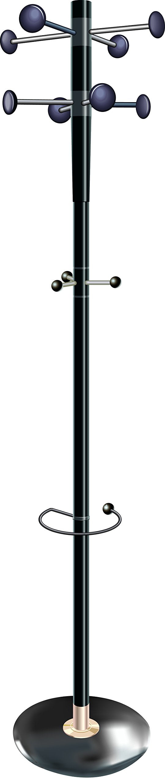 Seco Decorative Coat Stand with Weighted Base and Integral Umbrella Holder - Black