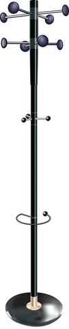 Seco Decorative Coat Stand with Weighted Base and Integral Umbrella Holder - Black