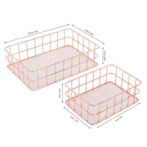 Wire Desk Basket 2 Pack Metal File Organizer Storage Baskets for Office