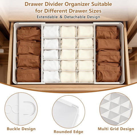 HOTOOLME Clothes Drawer Organisers,Underwear Drawer Dividers Storage Box