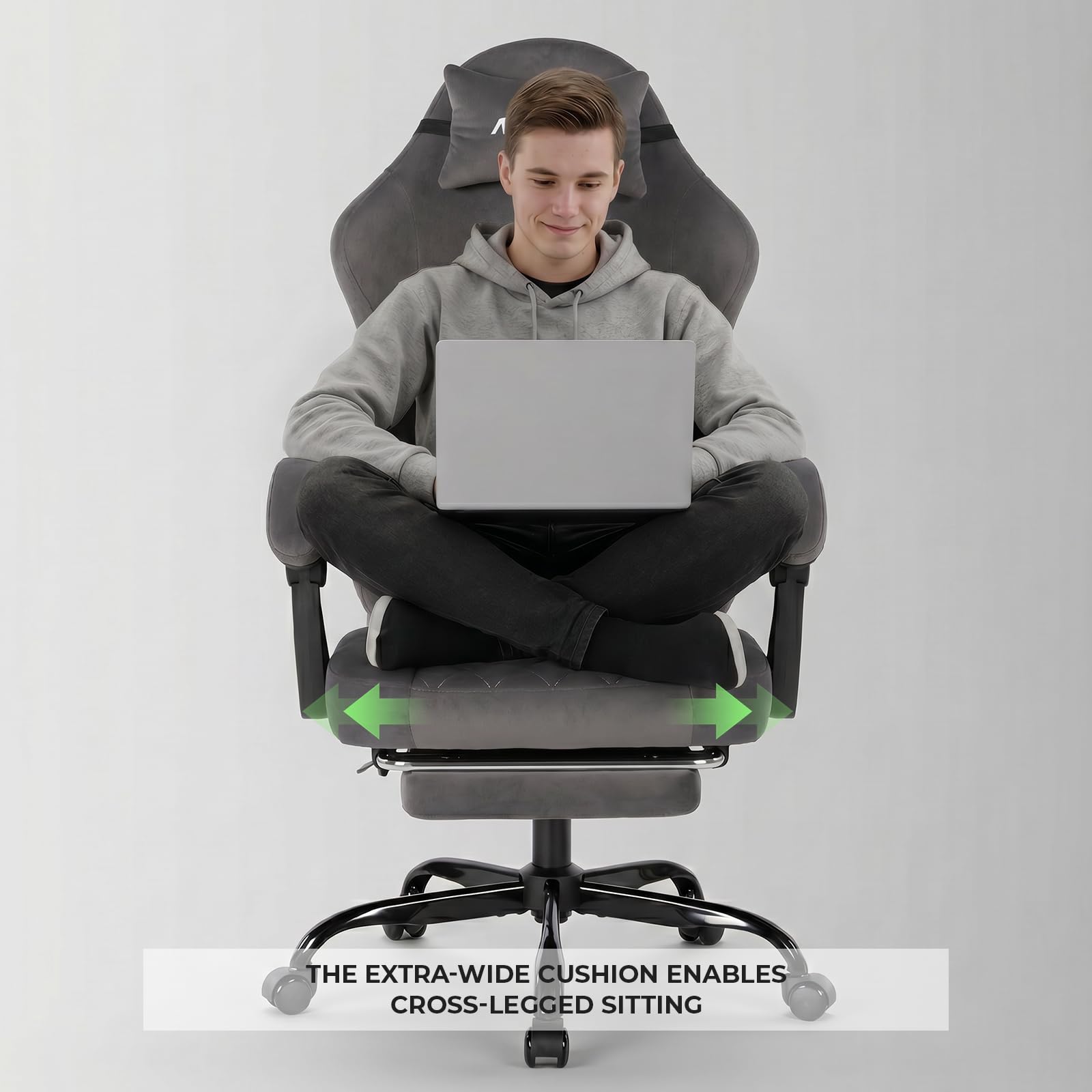 NIONIK Massage Gaming Chair with Footrest, Ergonomic Office Chair with Lumbar Support and Headrest