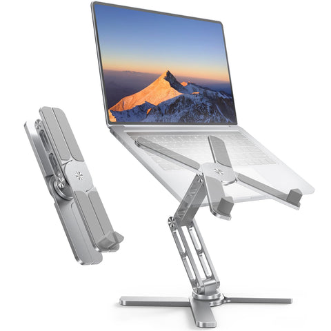 TECKNET Laptop Stand for Desk, 360° Rotating Laptop Riser, Silver
