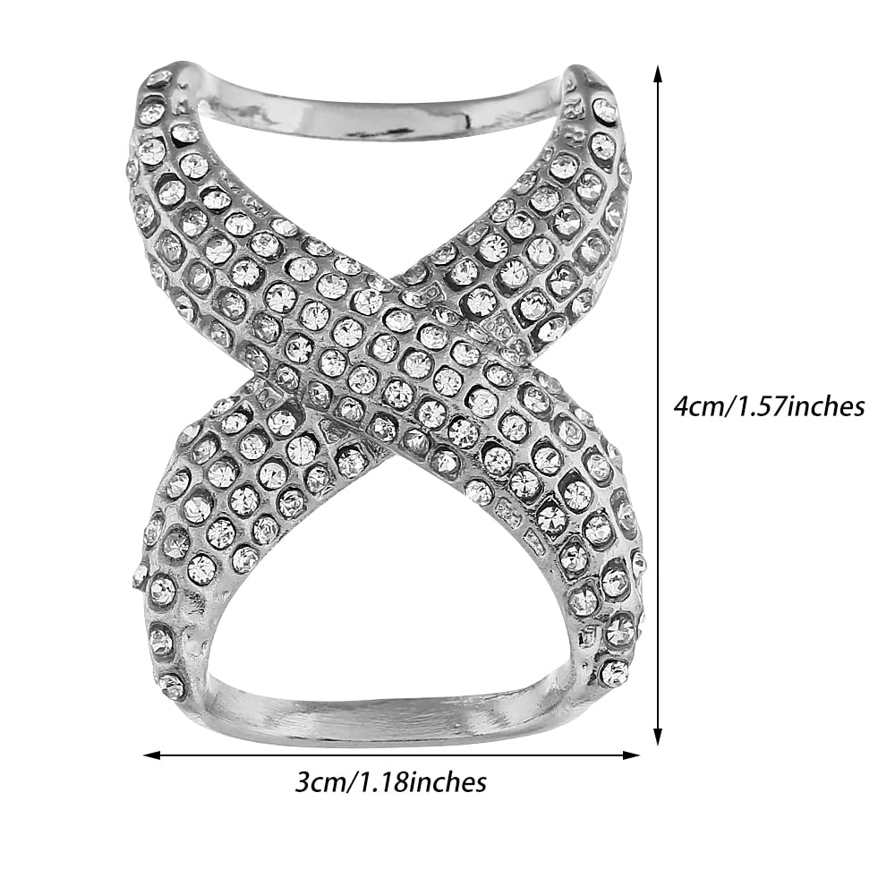 2 Pcs Scarf Rings for Women, Rhinestone Scarf Clips, Fashion Scarves Buckle