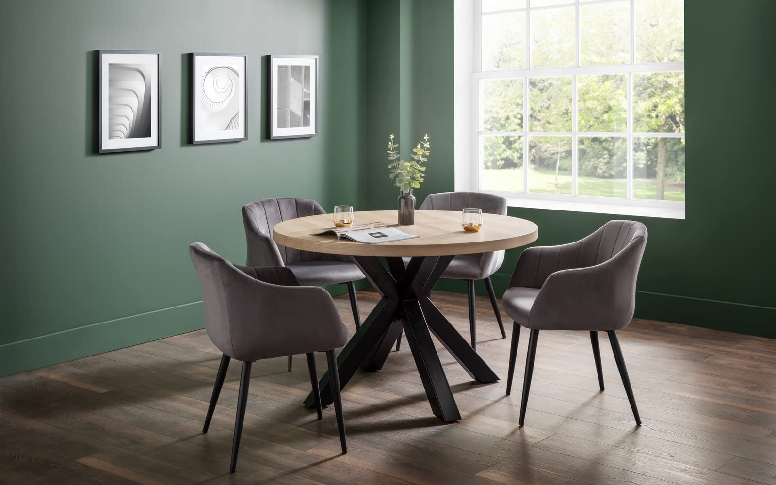 Julian Bowen Hobart Dining Chairs, Set of 2, Grey - H81.5 x W58 x D63cm
