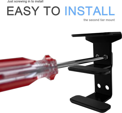 JEMACHE Under Desk Dual Decker Laptop Mount, Hard Aluminum Under Table Desk 2 Tier Holder for Laptop, Mac Mini, MacBook
