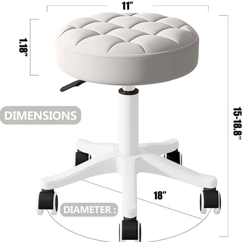 HNJZX Small Chair Round Rolling Stool with Wheels PU Leather Height Adjustable Swivel Stool Drafting Work Tatto Massage SPA Salon Stools Home Office