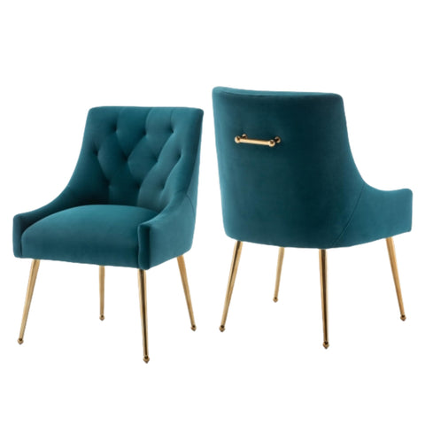 SEYNAR Dining Chair Set of 2,Modern Velvet Dining Chairs with Gold Legs,Elegant Tufted Accent Chairs for Reception, Living Room or Study Room