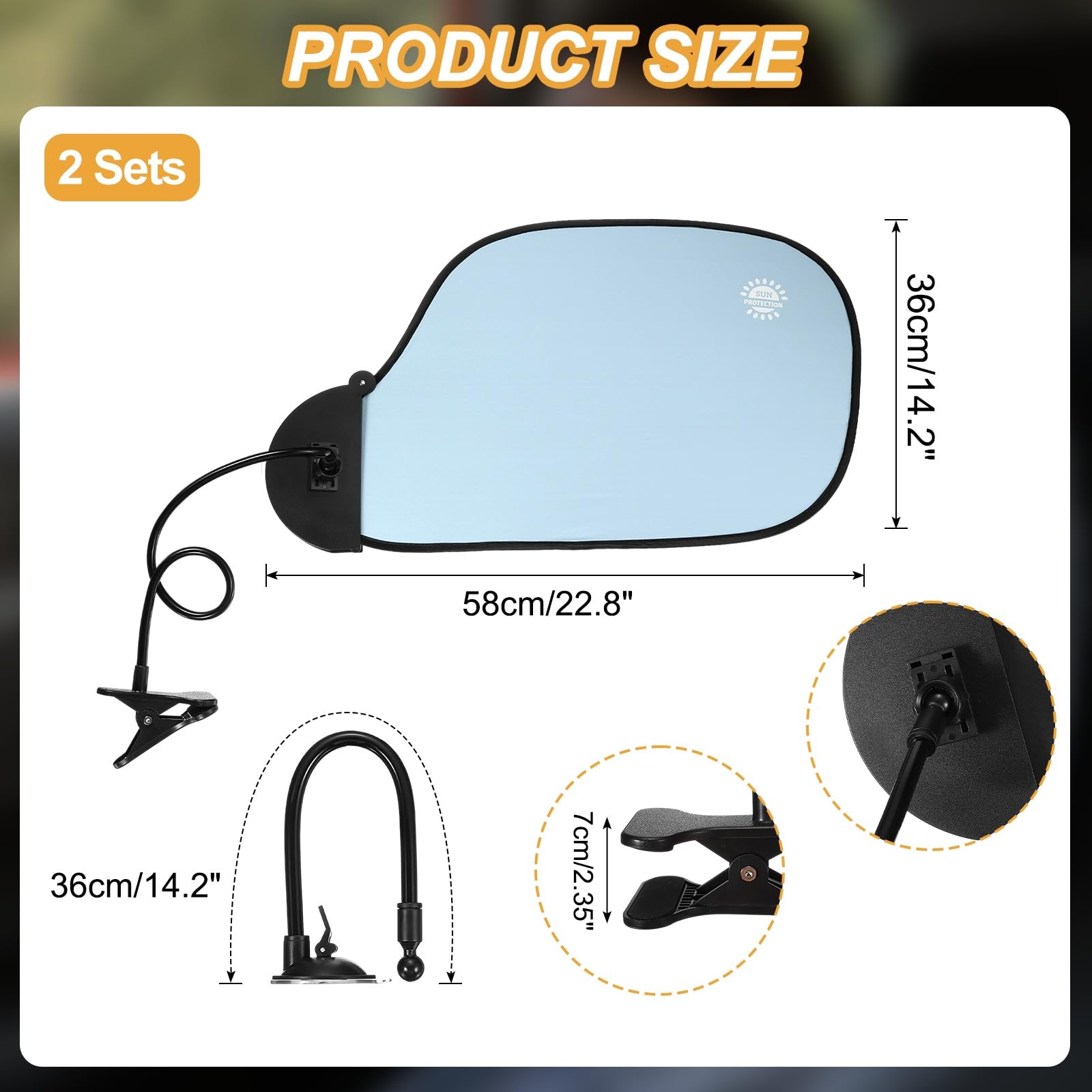 PATIKIL 2Pcs Desk Shade, 22.8" Adjustable Cubicle Shade with Suction Cup and Clip Portable Foldable Cubicle Light Shield for Block Overhead Light
