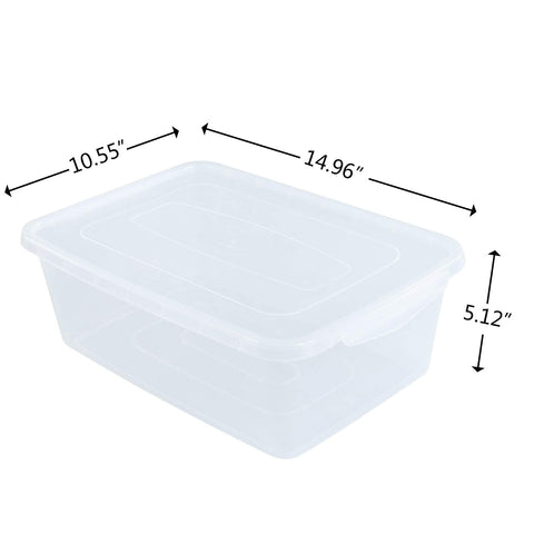Inhouse 14 Quart Clear Storage Bin, Plastic Latching Box/Container with Lid, Shoe Boxes, Set of 4
