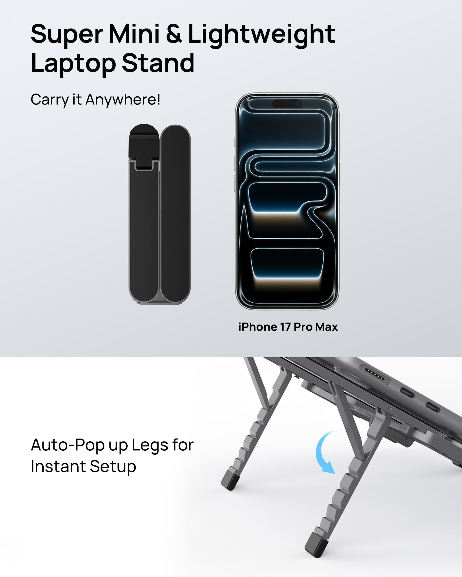 SODI Laptop Stand, Pocket-sized, Foldable and Portable Laptop Stand, 6 Adjustable Levels, Lightweight for Travel/Library/Cafe