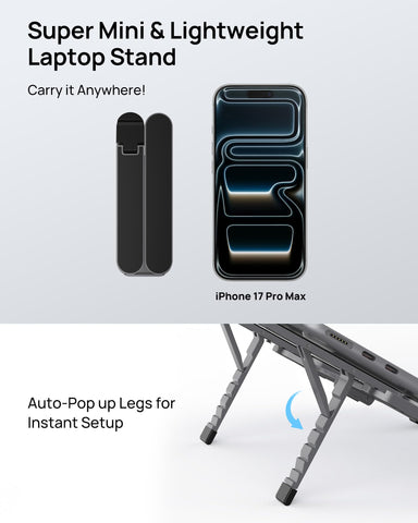 SODI Laptop Stand, Pocket-sized, Foldable and Portable Laptop Stand, 6 Adjustable Levels, Lightweight for Travel/Library/Cafe