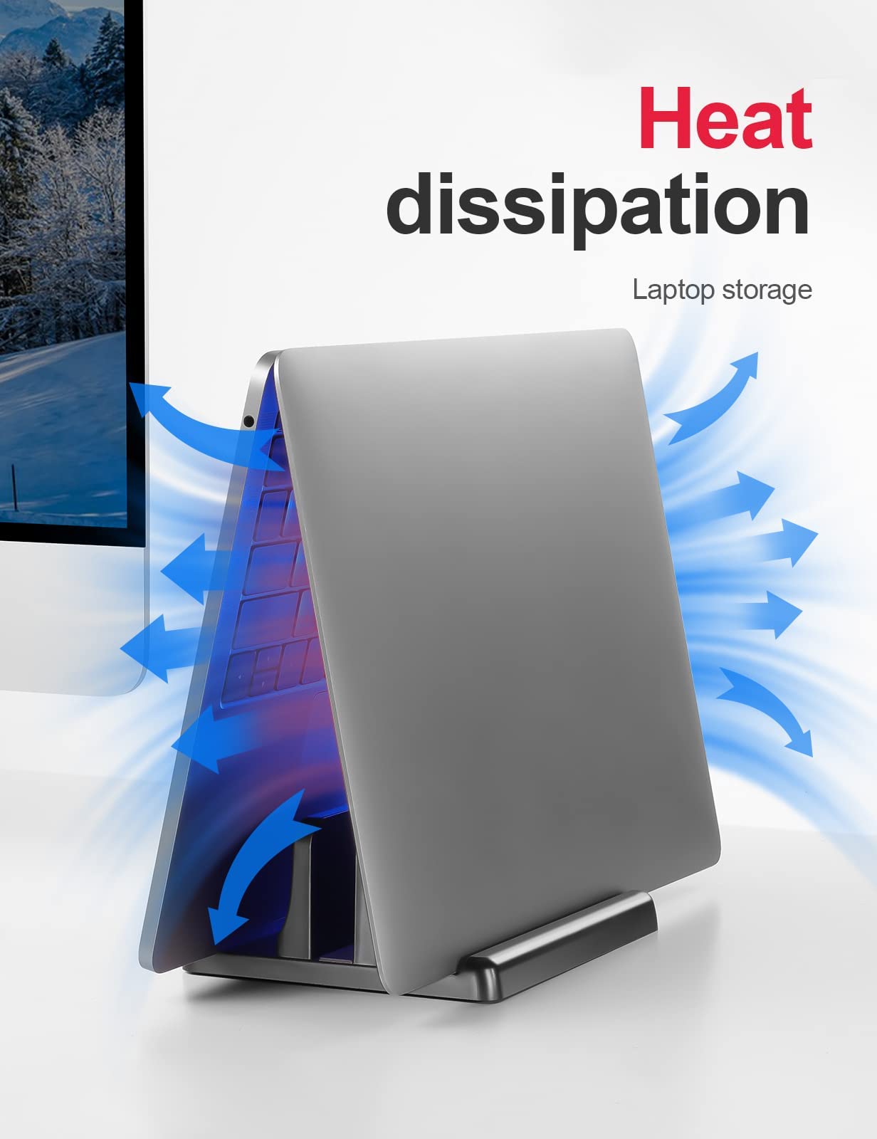 Saklifuo Vertical Laptop Stand 3 in 1 Adjustable Space-Saving Desktop Laptop Holder Sturdy ABS Portable Notebook Dock Compatible with All Notebooks
