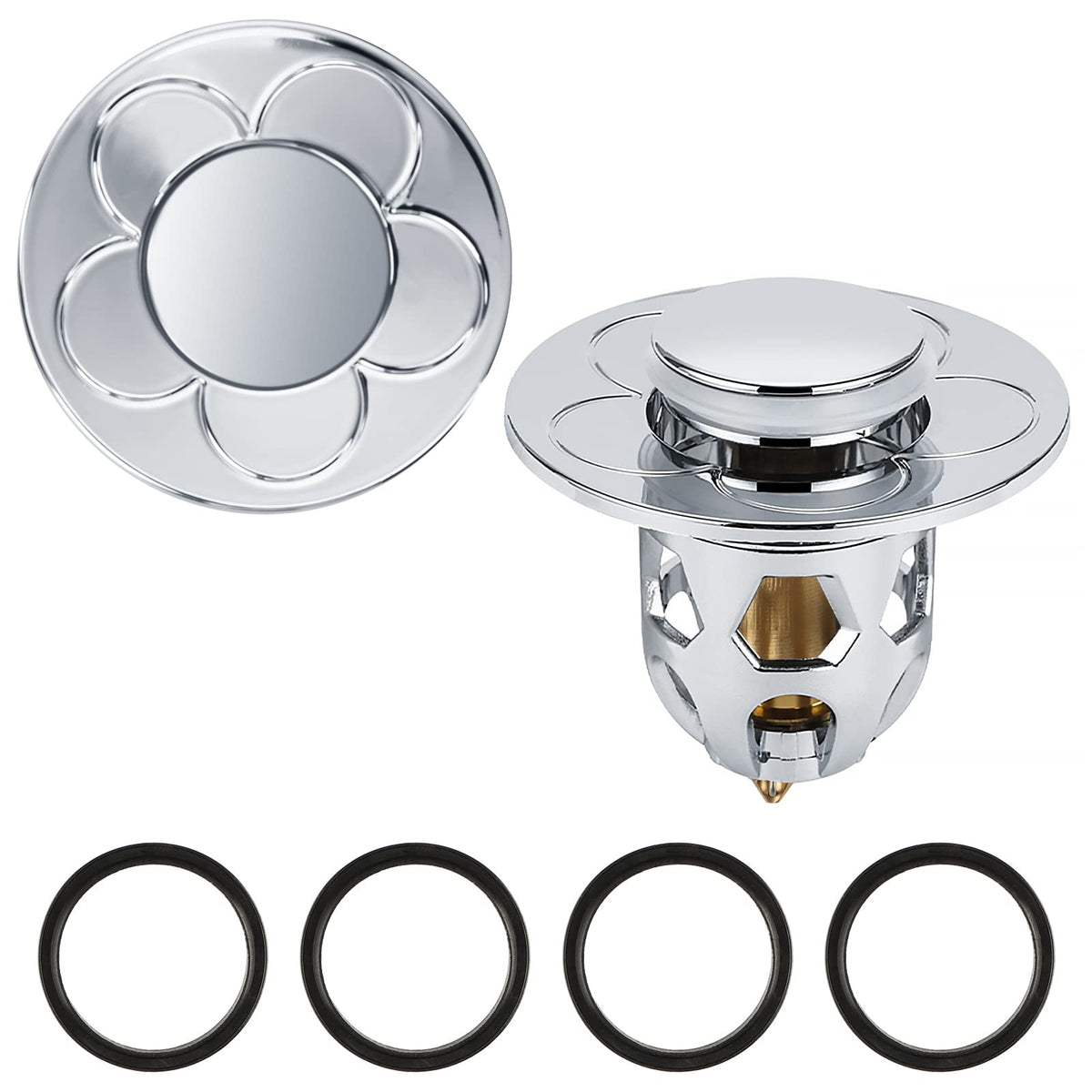 RUNEAY Sink Drain Plug Pack of 2 Sink Plug Pop Up Universal Drain Strainer with Anti-Clogging Strainer for Sinks Bathtub Kitchen Diameter 34-40 mm