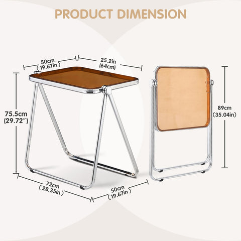 TAO ONE Acrylic Folding Table TV Tray Small Side Table - White