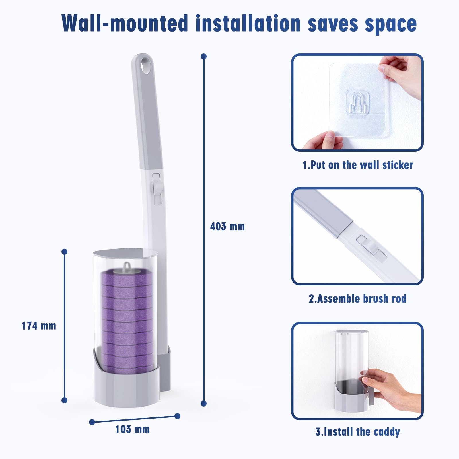 Disposable Toilet Brush With 36pcs Wand Cleaner Refills Wall Mounted Toilet Bowl Brush Holder Set Toilet Cleaning System For Bathroom Cleaning