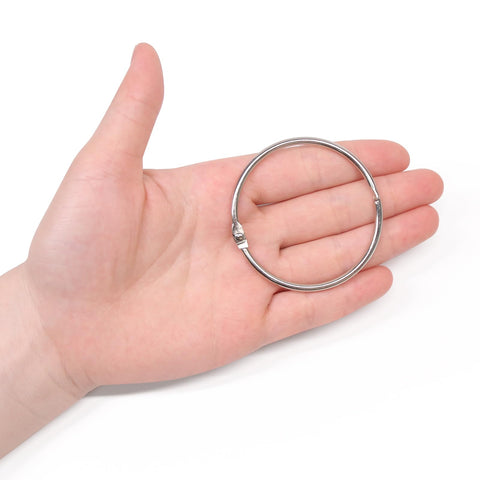 Coideal Large Shower Curtain Rings Open, 20 Pcs Metal Curtain Hooks 50mm Big Circular Loops Key Ring Brushed Nickel (Silver)