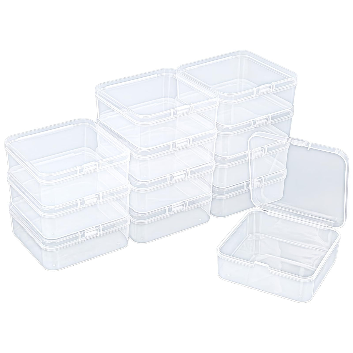 Goodma 12 Pieces Square Empty Mini Clear Plastic Storage Box, 85x85x35mm
