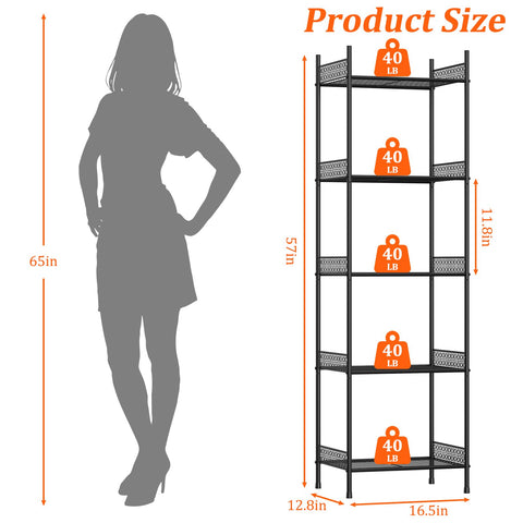 KANEODOT 5 Tier Shelving Unit,Freestanding Bathroom Storage Shelving Unit, Metal Shelving Units for Storage
