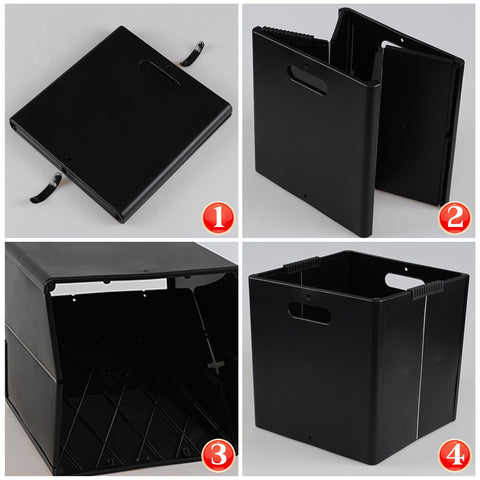 Dehouse 4 Pack Plastic Collapsible Storage Cube Boxes with Handle, Foldable Square Storage Unit Box, Black