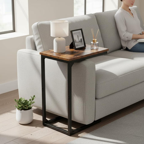 AMHANCIBLE C-Shaped Side Table, Side Table Living Room, Sofa Table Set of 2
