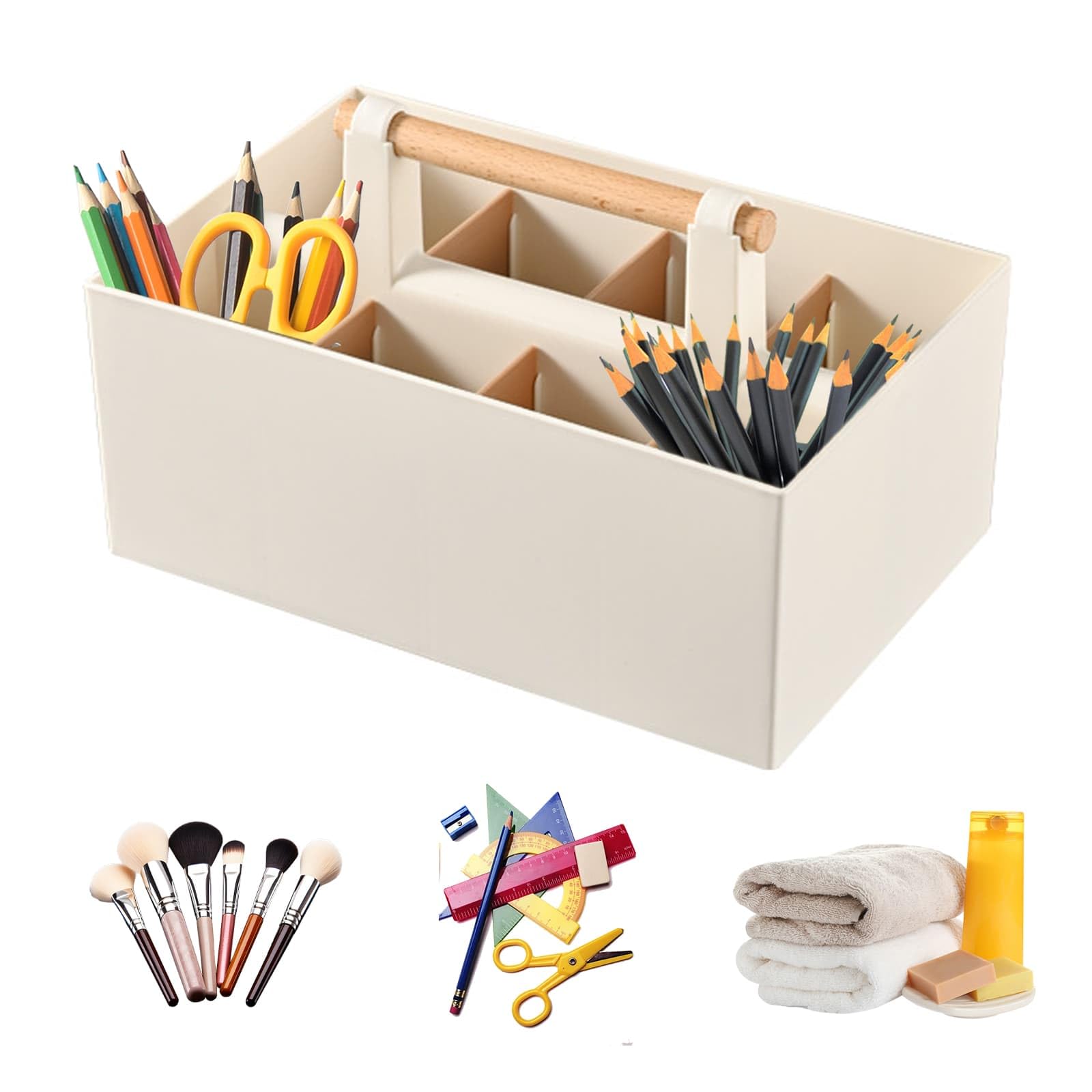 WEELOO Bathroom Storage Organiser, with Handle and Detachable Compartments