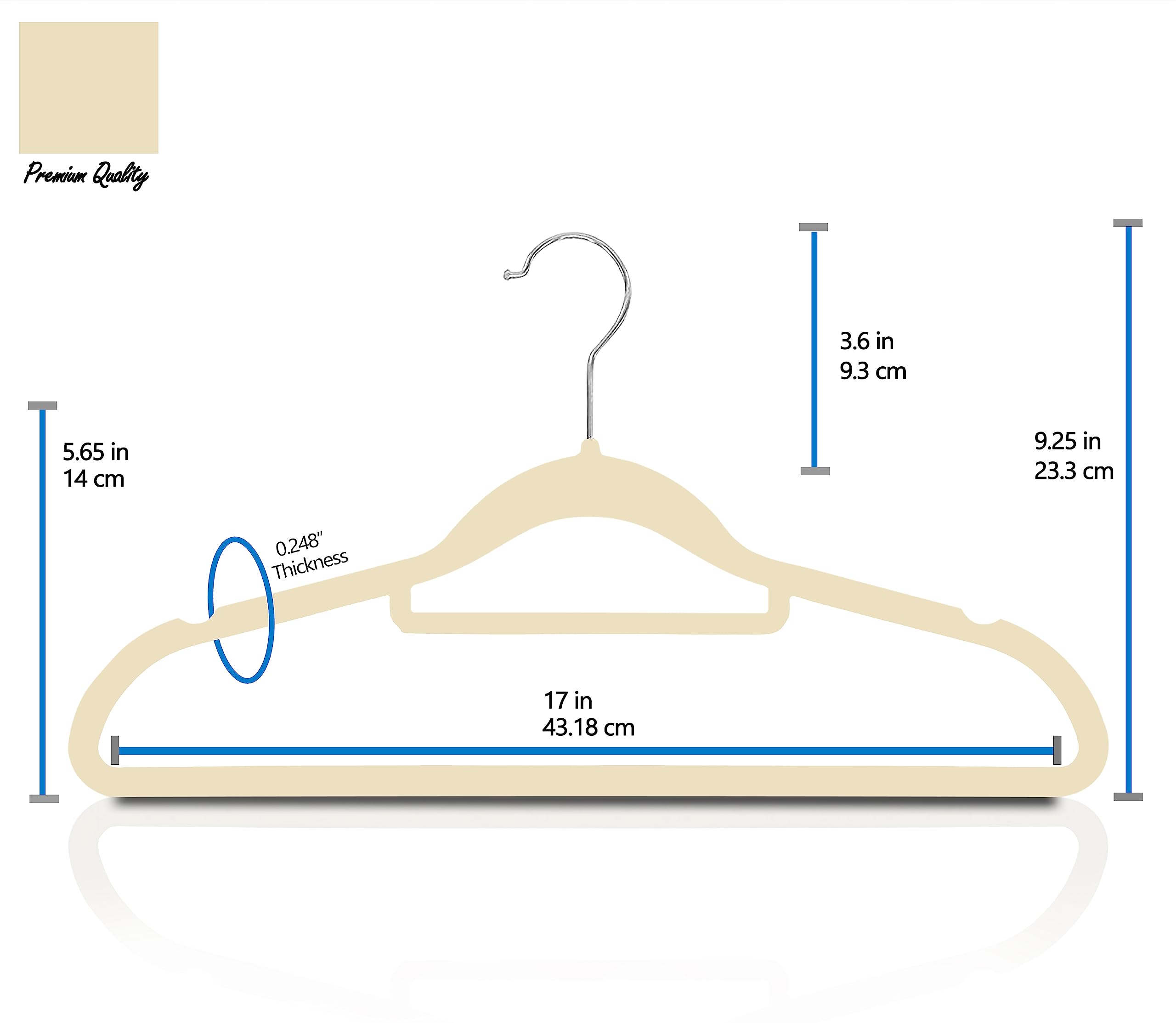 GVTECH Premium Velvet Hangers, [50 Pack] Non Slip and Heavy Duty Velvet Suit Hangers (45cm) with Tie Bar, 360° Swivel Hooks, Sturdy to hold Jumper