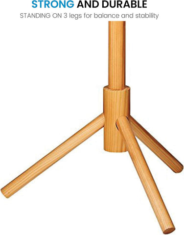 Ceciliec Coat Rack Free Standing - Wooden Coat Tree with 6 Hooks - Coats, Purses, Hats - Adjustable Sizes, Easy Assembly (Natural)