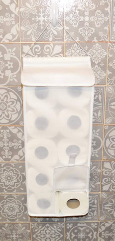 Hanging Toilet Roll Holder Organiser Storage bathroom fabric storage dispenser white made in the UK