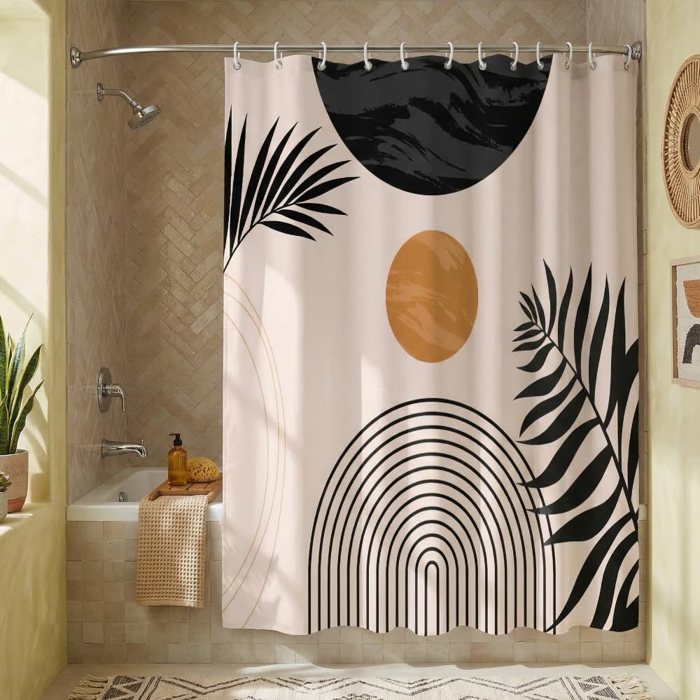 Rohxyzo Abstract Geometric Boho Shower Curtain 180 x 180 cm, Polyester Fabric Shower Curtains for Bathroom Wet Room