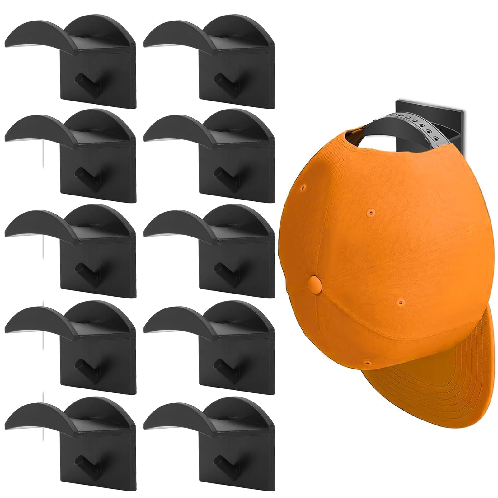 10 Pcs Adhesive Hat Hooks for Wall Mounted,Cap Hat Storage Holder for Wall