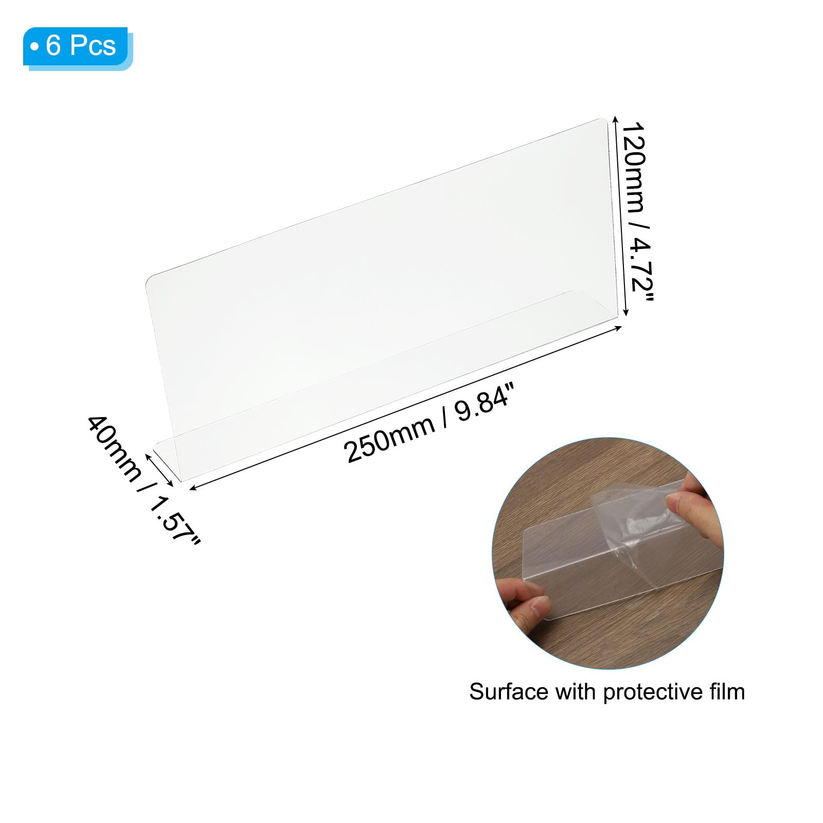 PATIKIL 6 Pack Shelf Dividers for Closet Organization, 250 x 40 x 120mm Acrylic Closets Separator Kitchen Cabinet Shelves Under Bed Blocker for