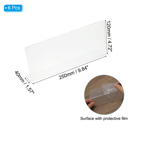 PATIKIL 6 Pack Shelf Dividers for Closet Organization, 250 x 40 x 120mm Acrylic Closets Separator Kitchen Cabinet Shelves Under Bed Blocker for
