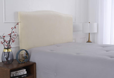 Meigeh Bed Headboard Cover Velvet Headboard Slipcovers Stretch Headboard Protector Headboard Cover for single double king size beds Beige yellow