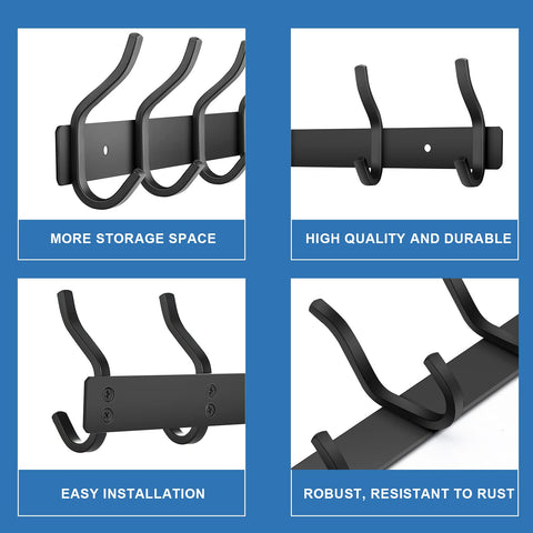 MEIJO Coat Hooks Wall Mounted, Coat Rack Wall Mounted Stainless Steel with 6 Hooks Heavy Duty Coat Hooks for Door, Bedroom, Bathroom, Kitchen