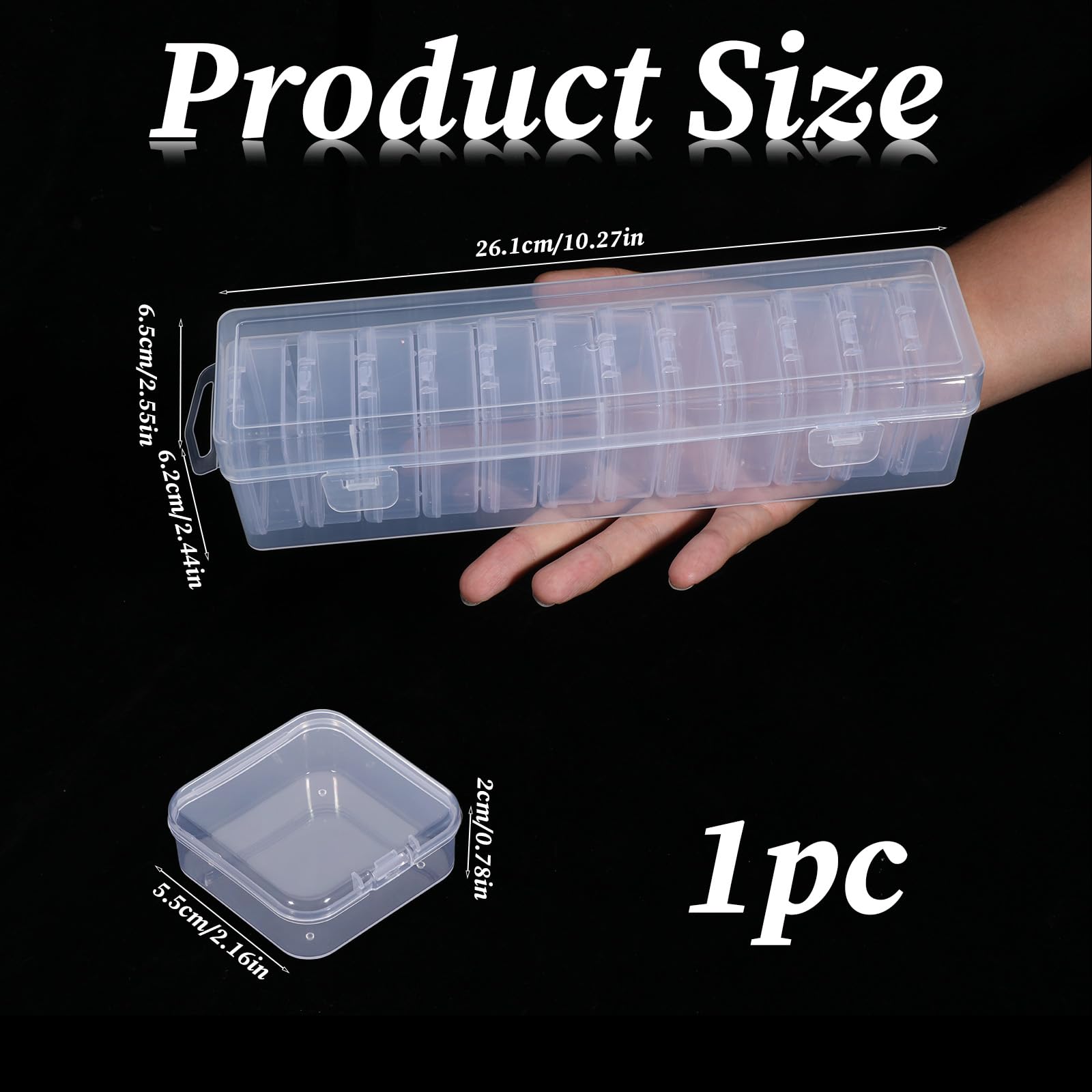 Bead Organizer Box 13 Pcs Clear Plastic Storage Containers with Hinged Lids Compartments Clear Plastic Storage Container Set Bead Storages Containers
