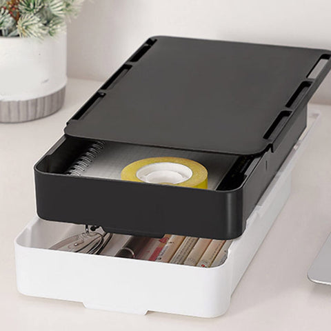 YANGLY Invisible Drawer Storage Box with Lid Pull Out Under Desk Mini Drawer