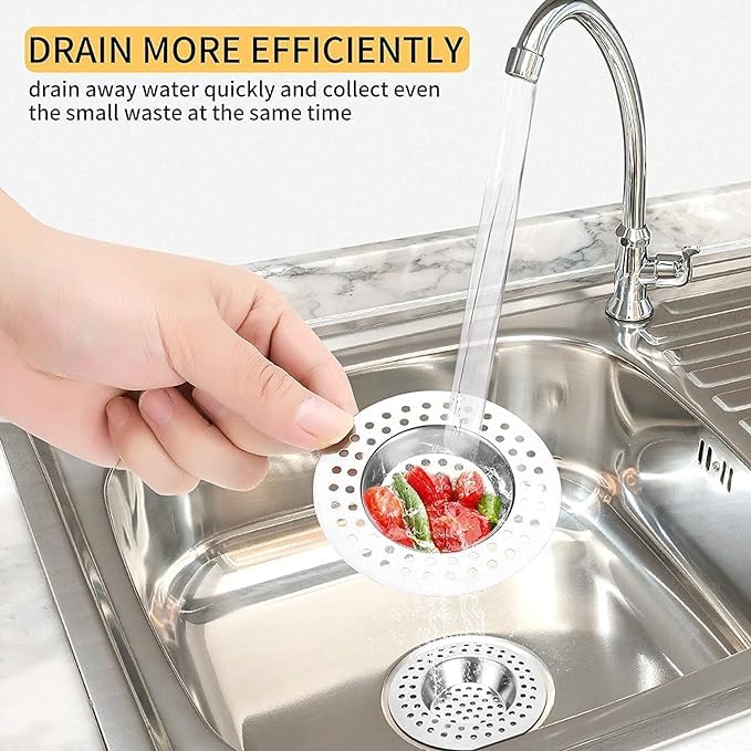 (Set of 2) Stainless Steel Kitchen Sink Strainer Plug with Upgrade Handle, Standard Strainer Drain Protector for Bathroom/Kitchen