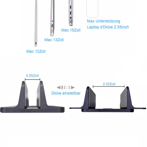 Willdone Vertical Laptop Stand, Aluminium Adjustable Notebook Stand, Space Saving Holder for MacBook Pro/Air, iPad, Samsung, Huawei, Surface, Dell