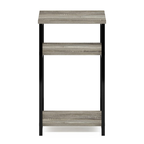 Furinno JUST Side Table, 3-Tier Metal Frame End Table with Open Shelf, Night Stand, Bedside Table, for Living Room, Bedroom, French Oak