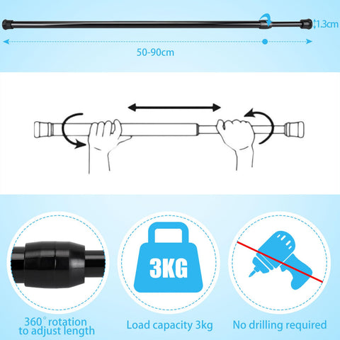 4 Piece Shower Rod Without Drill Stainless Steel Curtain Rod Holder Extendable Curtain Rod