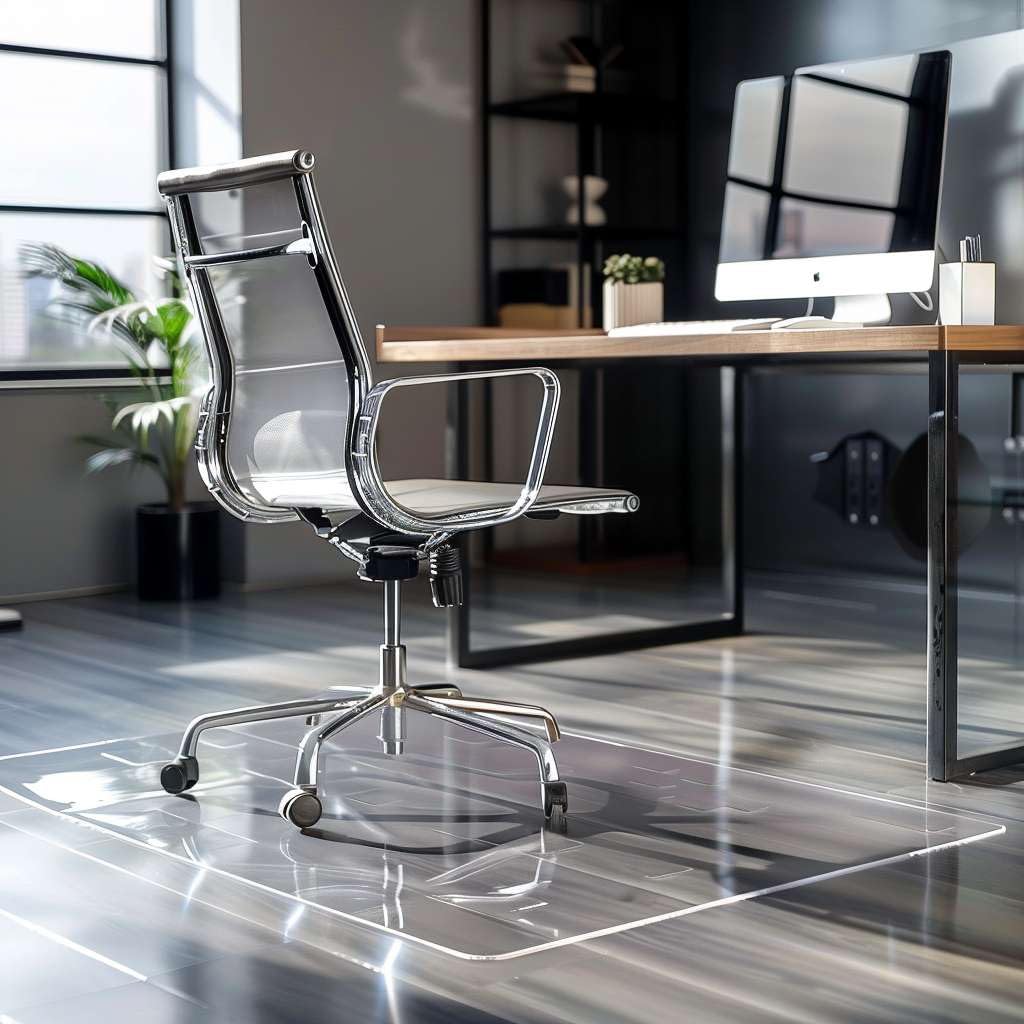 Hard Floor Chair Mat, Non-Slip PVC Clear Wooden Floor Protector Mat with Round Edge