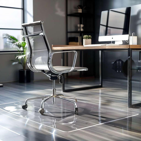 Hard Floor Chair Mat, Non-Slip PVC Clear Wooden Floor Protector Mat with Round Edge