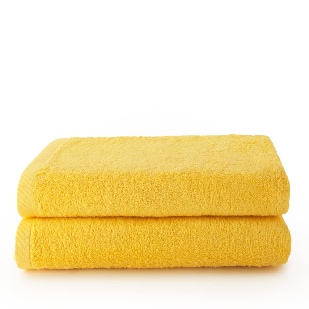 Top Towel - Plus - Large Bath Towels - Bath Towels - 2 Bath Towels - 100 x 150 cm 100% Cotton - Lemon