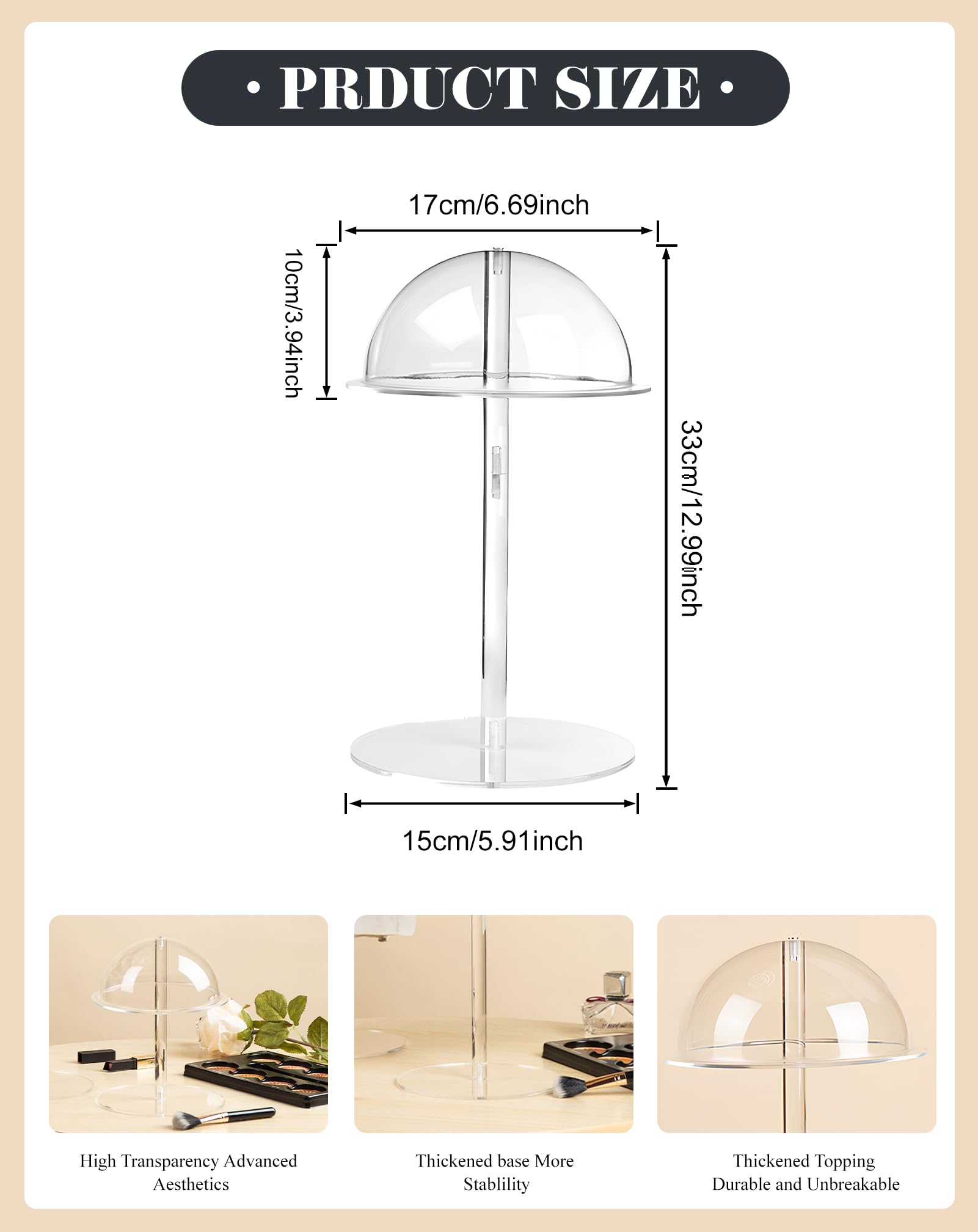 TINGSING Acrylic Hat Display Stand, 13'' Clear Hat Holder