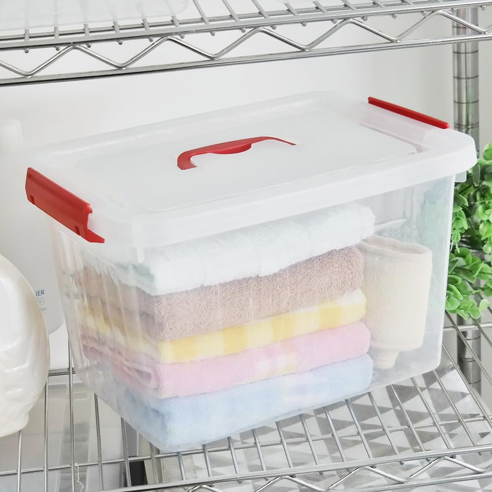 Uumitty 10 L Clear Plastic Storage Bin with Lids, 6-Pack
