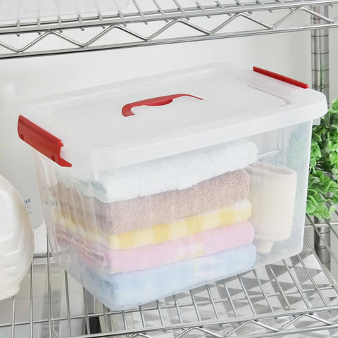 Uumitty 10 L Clear Plastic Storage Bin with Lids, 6-Pack